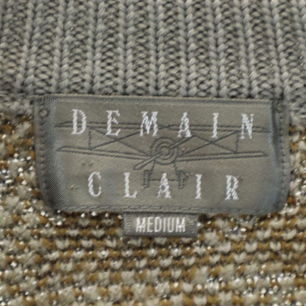 ドゥマンクレール ウールブレンド 総柄 長袖 セーター M グレー系 DEMAIN CLAIR ニット メンズ