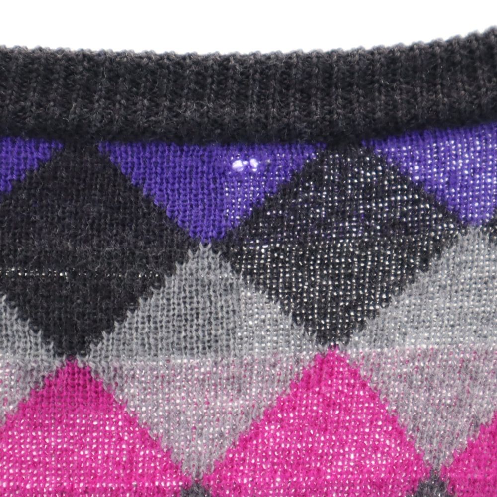 FRED PERRY フレッドペリー ウール 長袖 Vネック セーター USA6 グレー系 ニットワンピース レディース