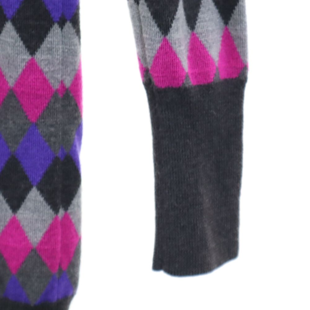 FRED PERRY フレッドペリー ウール 長袖 Vネック セーター USA6 グレー系 ニットワンピース レディース