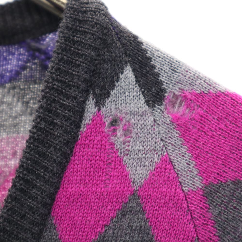 FRED PERRY フレッドペリー ウール 長袖 Vネック セーター USA6 グレー系 ニットワンピース レディース