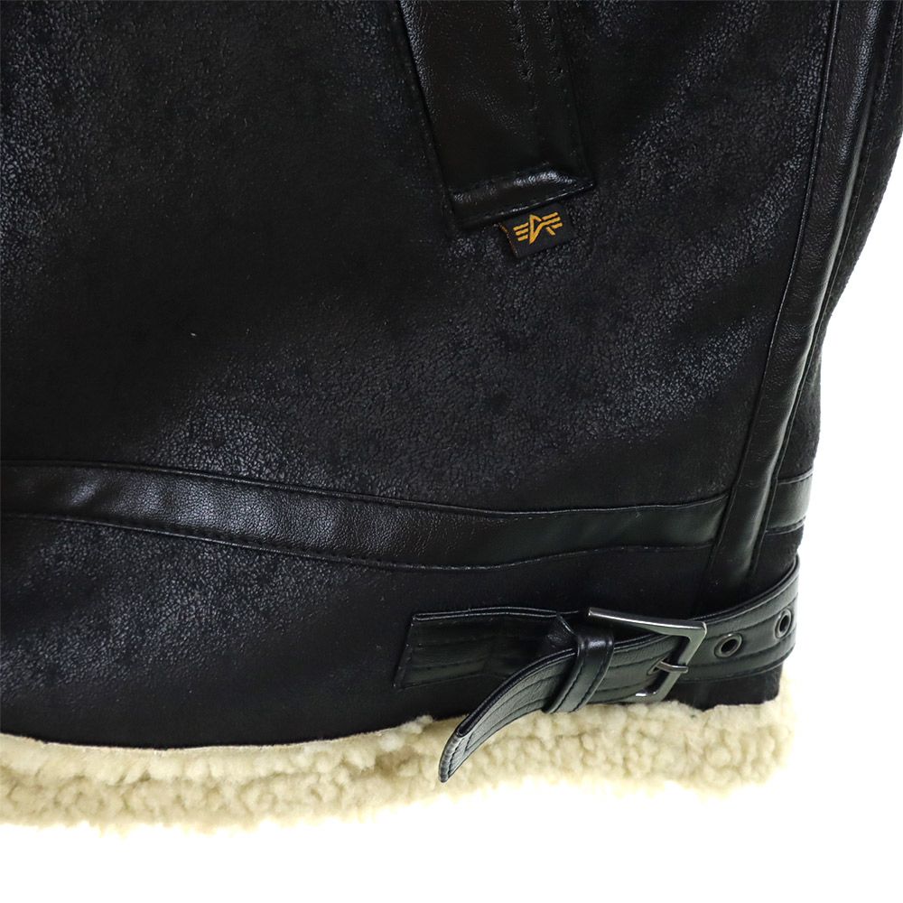 ALPHA INDUSTRIES INC アルファインダストリーズ B3 フェイク ムートンジャケット XL ブラック ボア メンズ