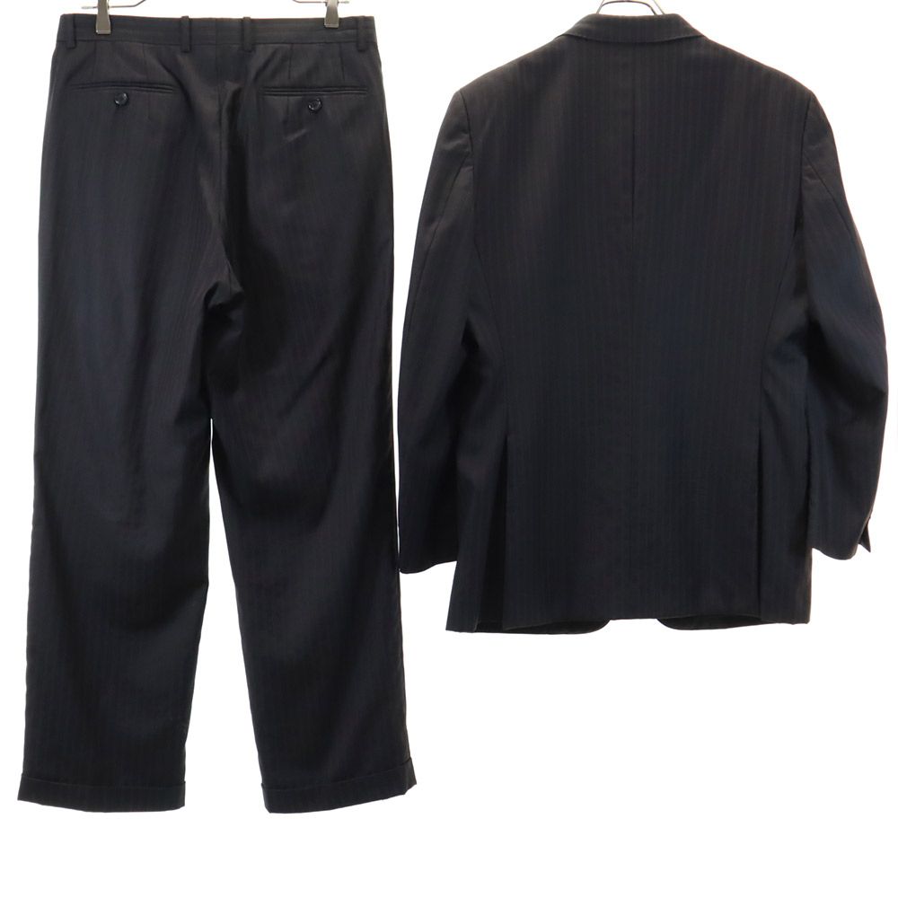 VISARUNO ビサルノ ウール ストライプ柄 スーツ 上下 セットアップ 4-M 黒系 メンズ