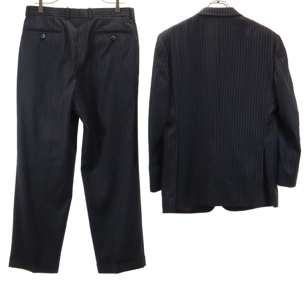 VISARUNO ビサルノ 日本製 ウール ストライプ柄 スーツ 上下 セットアップ M 黒系 メンズ