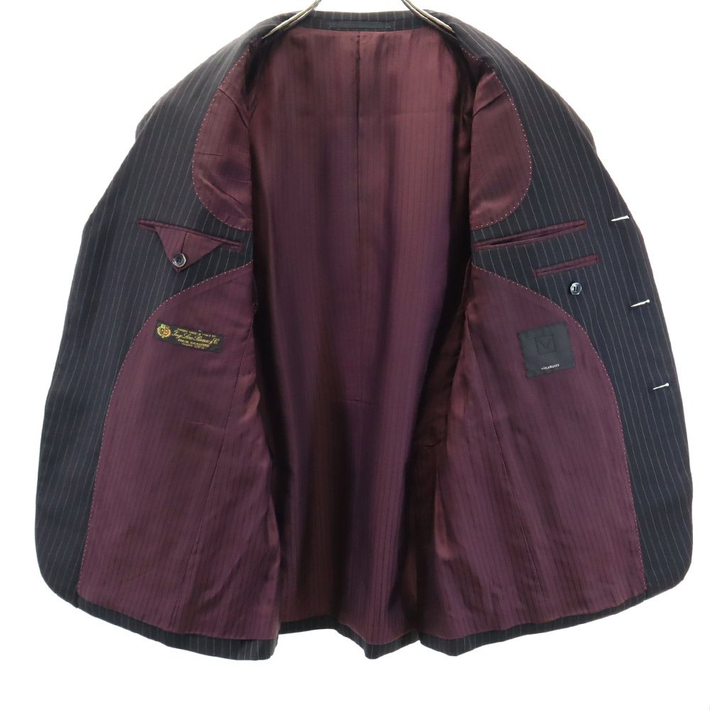 VISARUNO ビサルノ 日本製 ウール ストライプ柄 スーツ 上下 セットアップ M 黒系 メンズ
