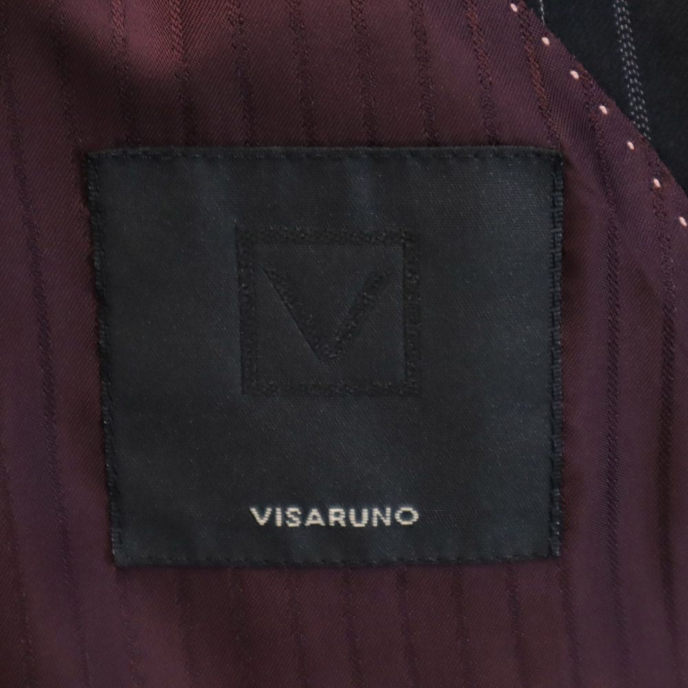 VISARUNO ビサルノ 日本製 ウール ストライプ柄 スーツ 上下 セットアップ M 黒系 メンズ