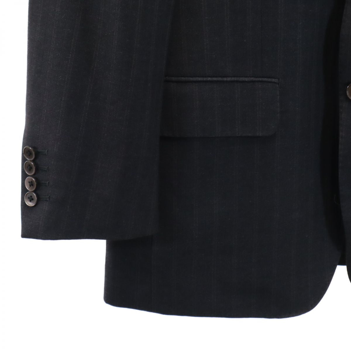 VISARUNO ビサルノ 日本製 ウール ストライプ柄 スーツ 上下 セットアップ 上4M/下82 グレー メンズ