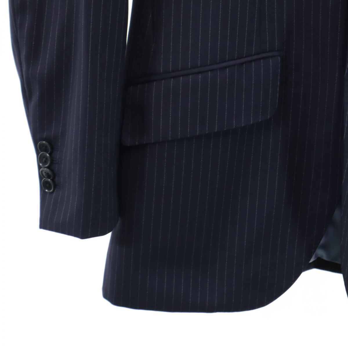 REDA レダ 日本製 ウール ストライプ柄 スーツ 上下 セットアップ ネイビー メンズ