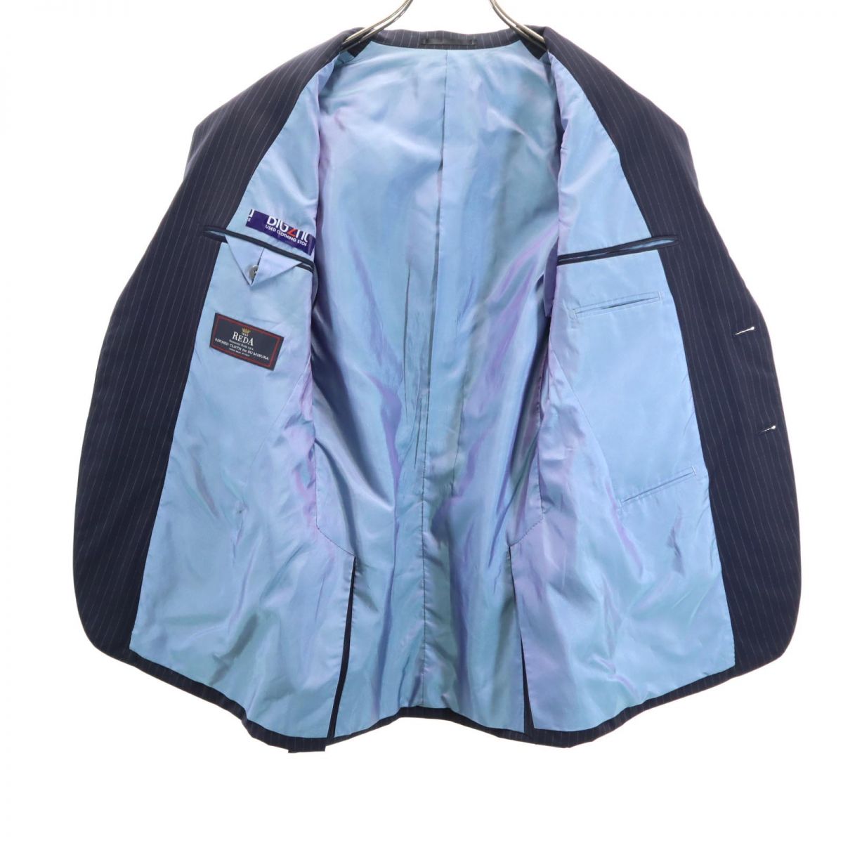 REDA レダ 日本製 ウール ストライプ柄 スーツ 上下 セットアップ ネイビー メンズ