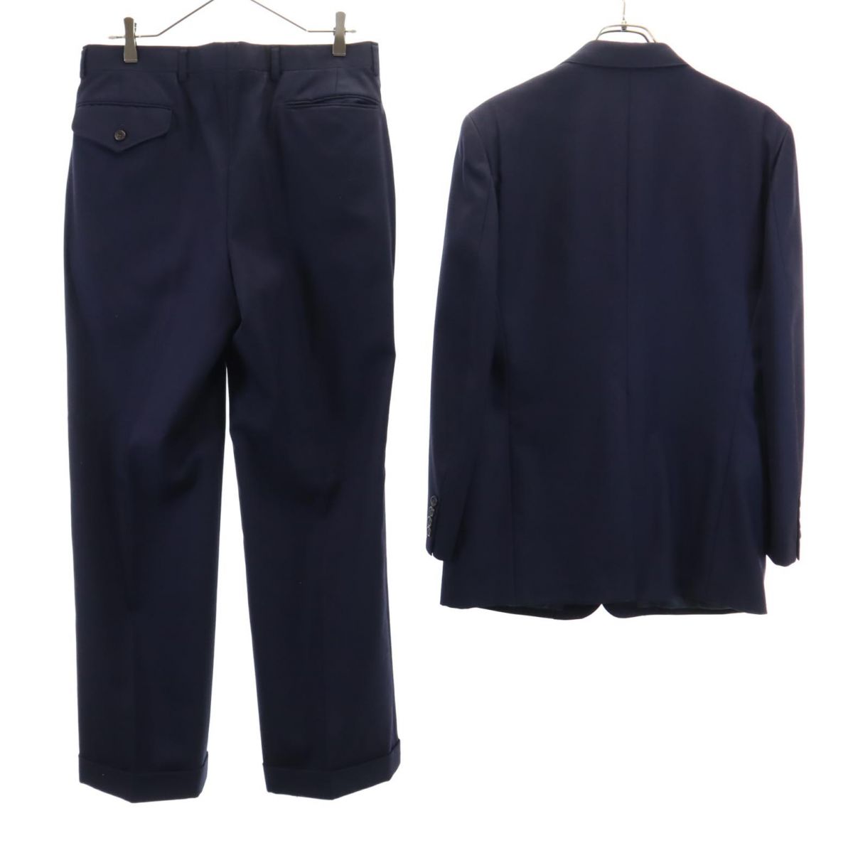 Chaps by Ralph Lauren チャップスバイラルフローレン 80s ウール スーツ 上下 セットアップ 上C-98/下82 ネイビー メンズ