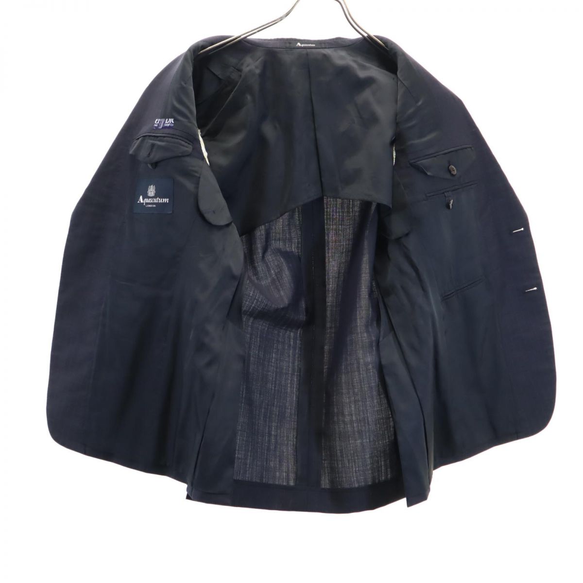 Aquascutum アクアスキュータム 日本製 モヘアブレンド スーツ 上下 セットアップ 90A4 ネイビー メンズ