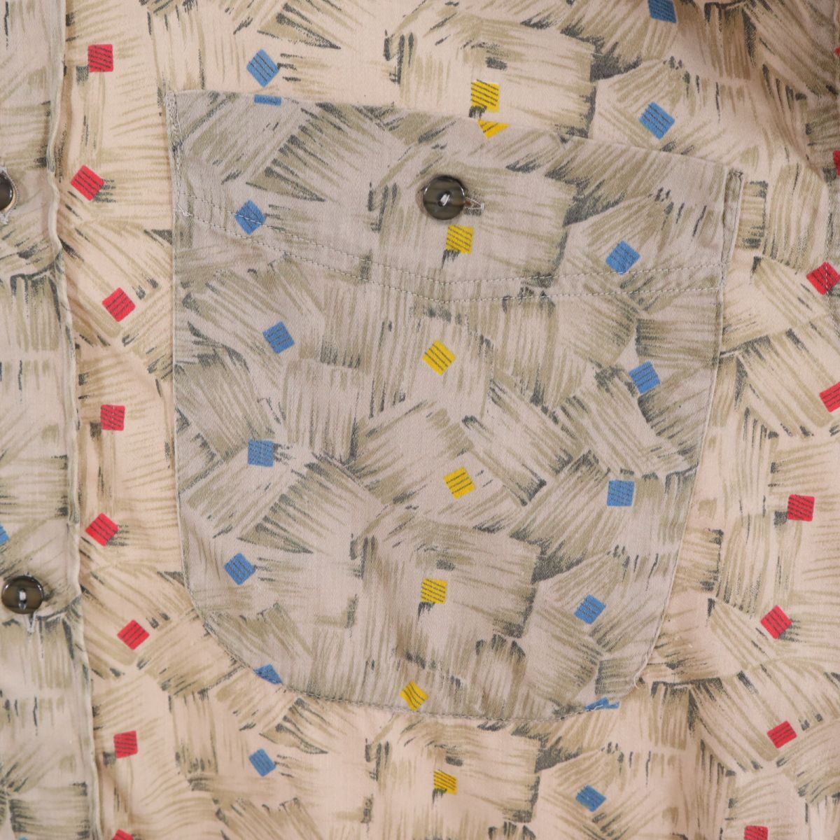 WAMPUM イタリア製 総柄 長袖 シャツ XL ブラウン系 オールド ヴィンテージ メンズ