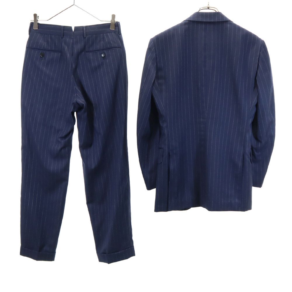 トゥモローランド ウール ストライプ柄 パンツスーツ 上下 セットアップ 42 ネイビー TOMORROWLAND メンズ