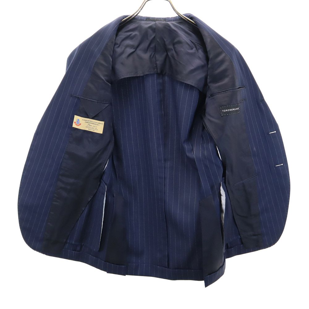 トゥモローランド ウール ストライプ柄 パンツスーツ 上下 セットアップ 42 ネイビー TOMORROWLAND メンズ