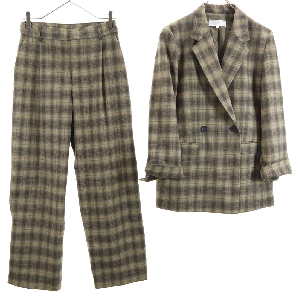 ロペピクニック チェック柄 パンツスーツ 上下 セットアップ 40/38 ブラウン系 ROPE PICNIC レディース