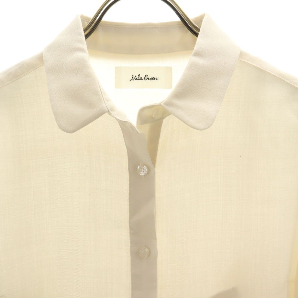 未使用 Mila Owen ミラオーウェン 未使用 長袖 ミニワンピース 1 アイボリー×グレー タグ付き レディース