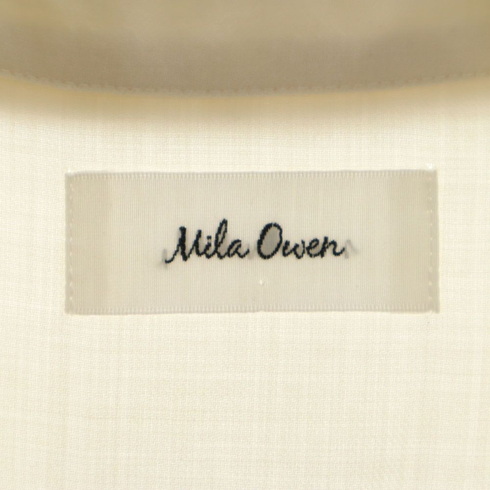 未使用 Mila Owen ミラオーウェン 未使用 長袖 ミニワンピース 1 アイボリー×グレー タグ付き レディース