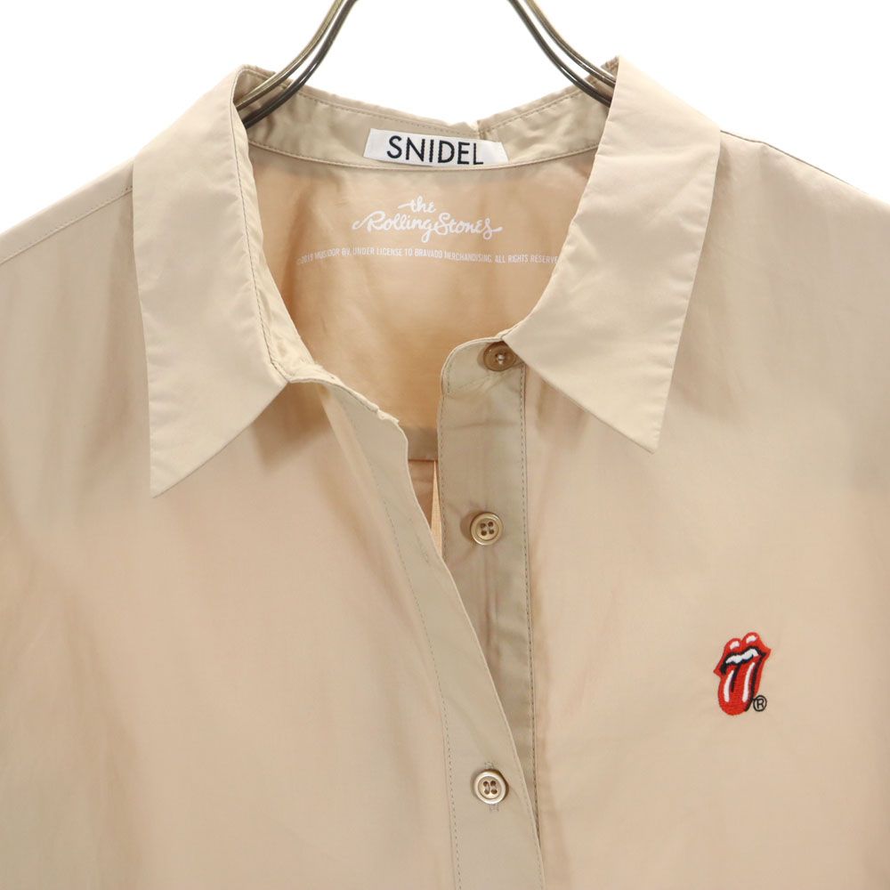 スナイデル × ザローリングストーンズ コラボ 未使用 長袖 シャツ F ベージュ SNIDEL × THE ROLLING STONES タグ付き レディース