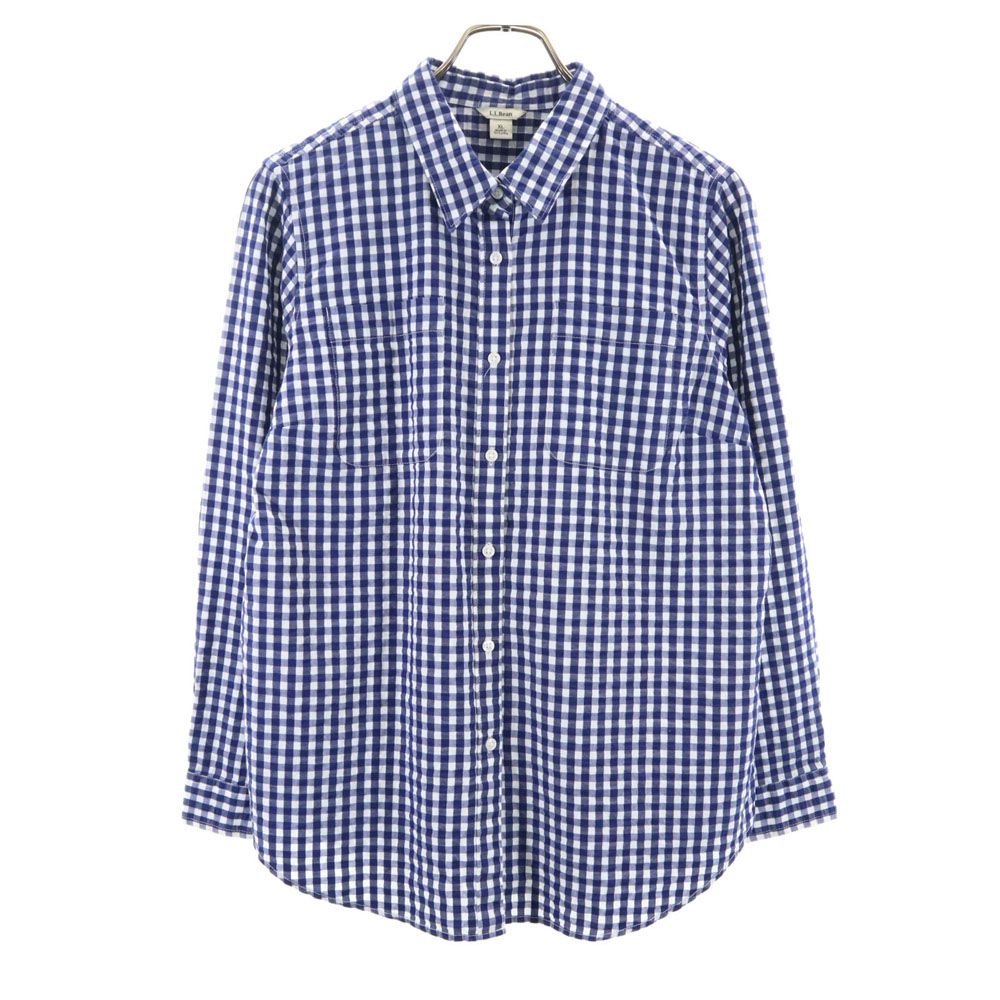 エルエルビーン アウトドア チェック 長袖 シャツ XL ブルー系 L.L.Bean レディース