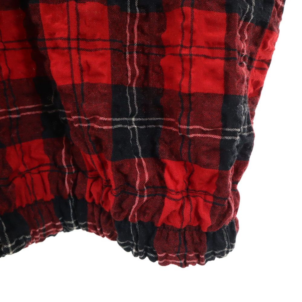 MSGM エムエスジーエム イタリア製 チェック柄 長袖 シワ加工 シャツ 48 レッド系 メンズ