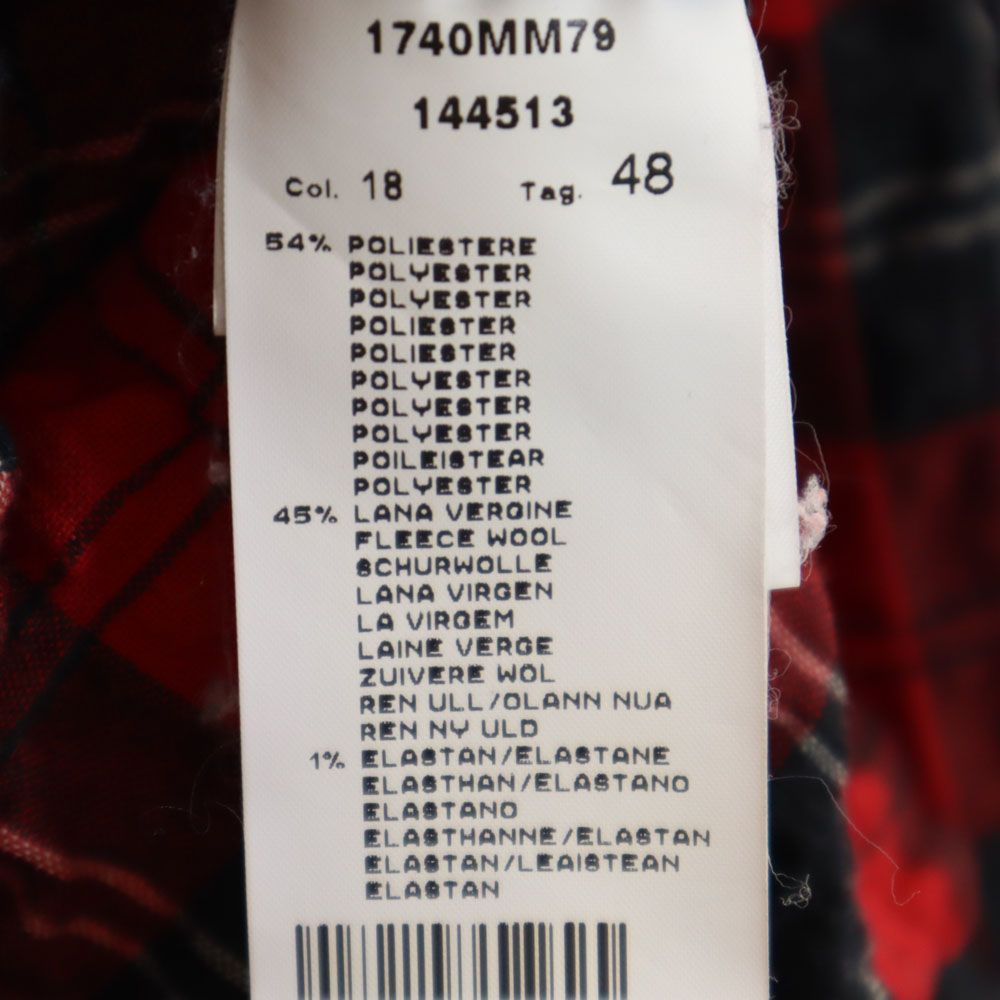 MSGM エムエスジーエム イタリア製 チェック柄 長袖 シワ加工 シャツ 48 レッド系 メンズ