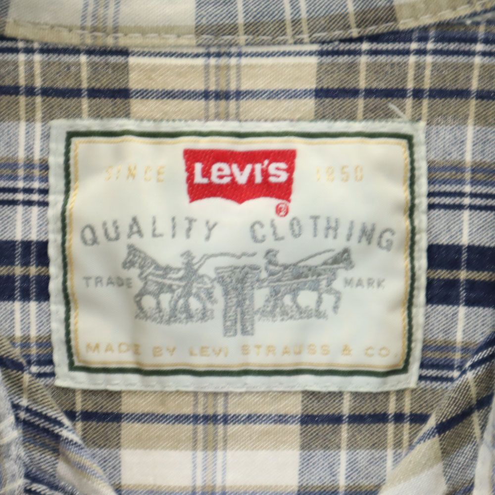 リーバイス チェック柄 長袖 バンドカラーシャツ ベージュ 他 Levi's メンズ