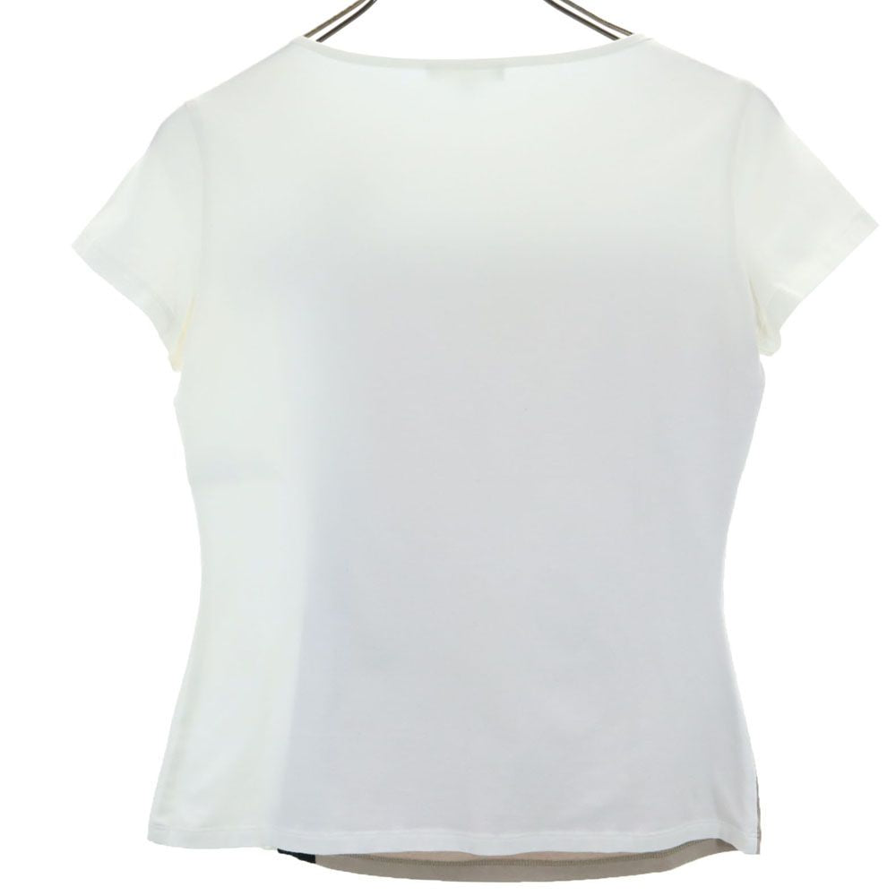 ポールカ 半袖 切替 Tシャツ M ホワイト PAULE KA フレンチ袖 レディース