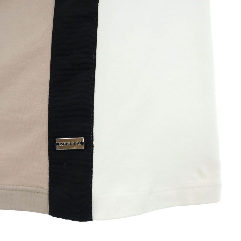 ポールカ 半袖 切替 Tシャツ M ホワイト PAULE KA フレンチ袖 レディース