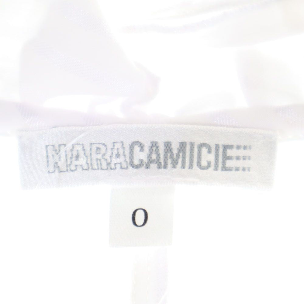 未使用 NARACAMICIE ナラカミーチェ ストライプ柄 半袖 フリル ブラウス ホワイト×シルバー タグ付き レディース