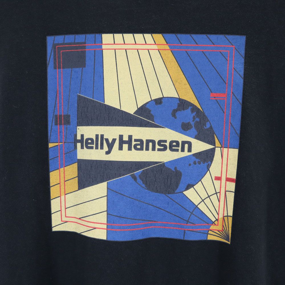 ヘリーハンセン バックプリント 半袖 Tシャツ M ネイビー系 HELLY HANSEN 胸ポケット メンズ
