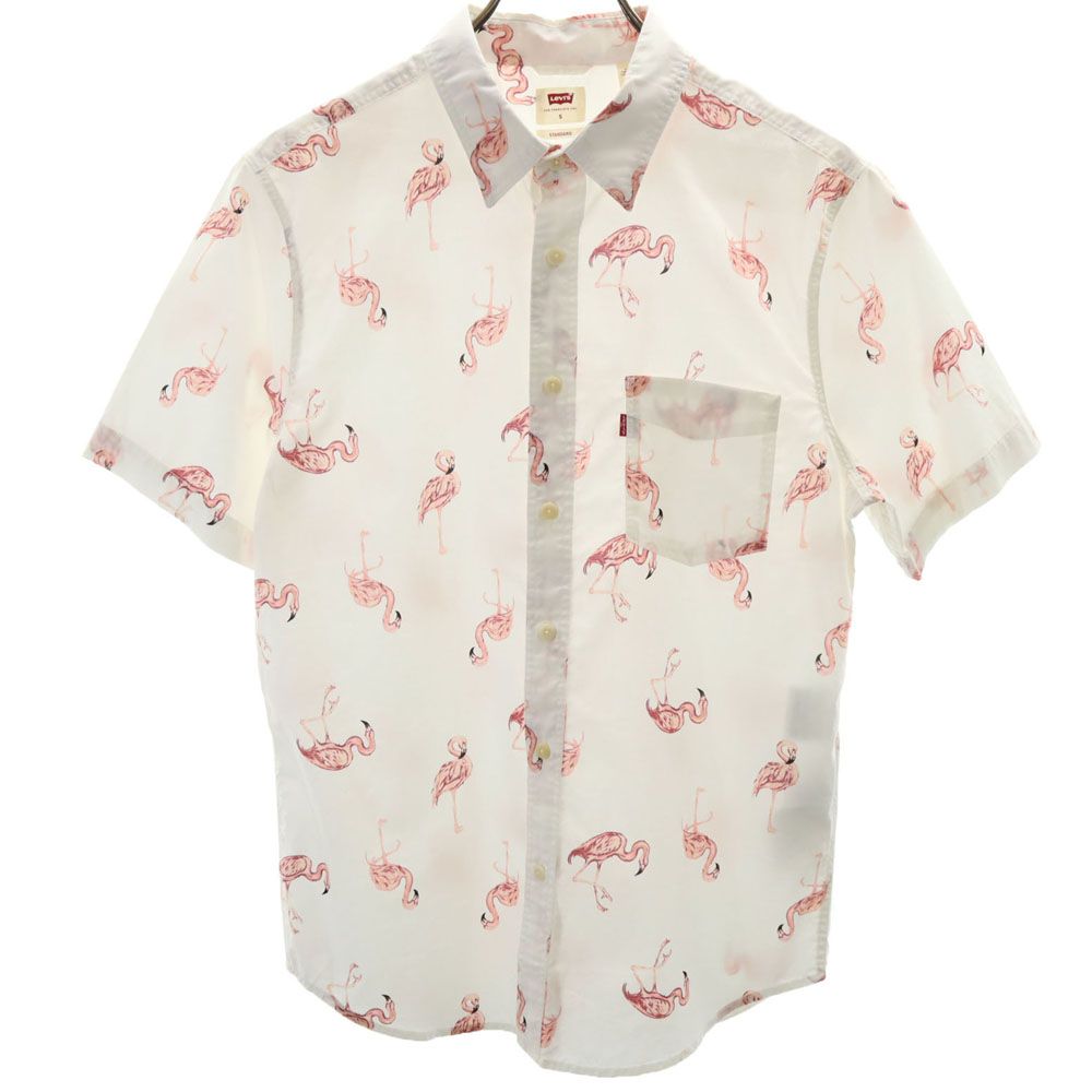 リーバイス フラミンゴ柄 半袖 シャツ S ホワイト Levi's メンズ
