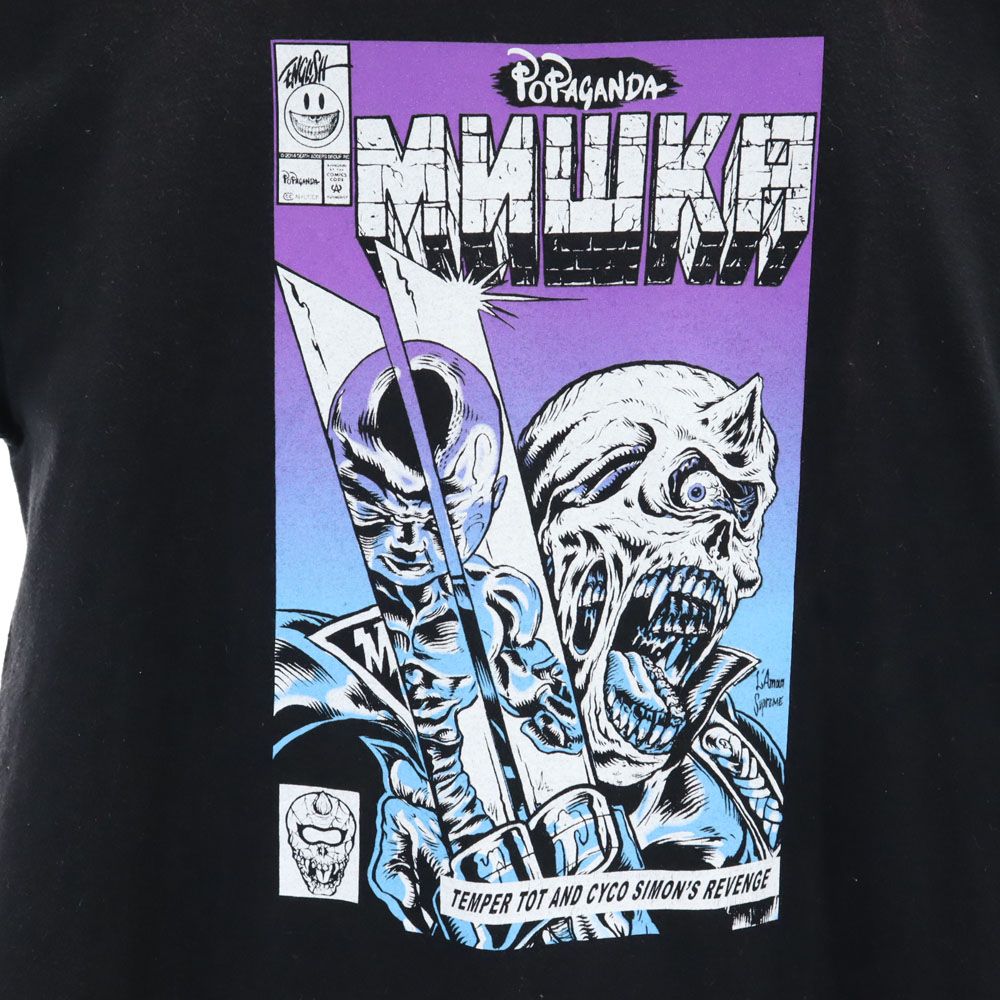 POPAGANDA MNWKA プリント 半袖 Tシャツ M ブラック POPAGANDA MNWKA メンズ