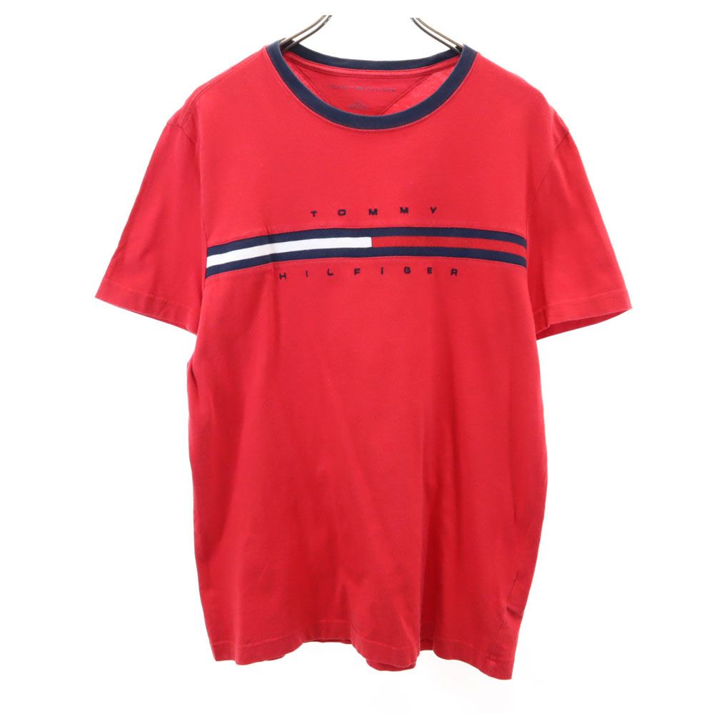 トミーヒルフィガー 半袖 Tシャツ L レッド TOMMY HILFIGER メンズ