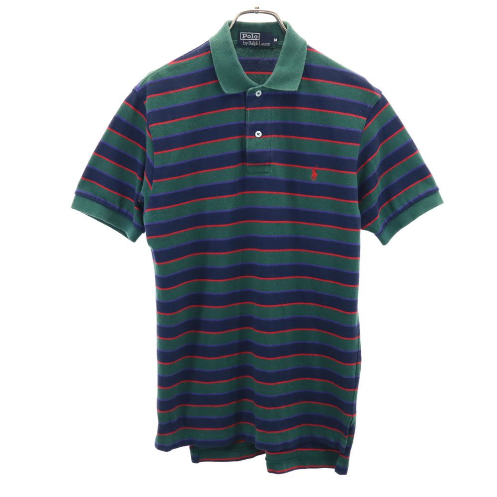 ポロバイラルフローレン ボーダー柄 半袖 ポロシャツ M Polo by Ralph Lauren 鹿の子地 メンズ