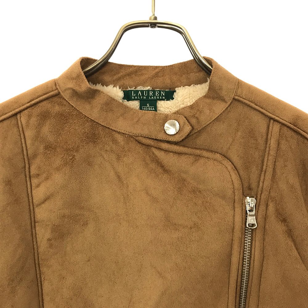ラルフローレン 裏ボア フェイクスエード シングルライダースジャケット S ベージュ RALPH LAUREN レディース