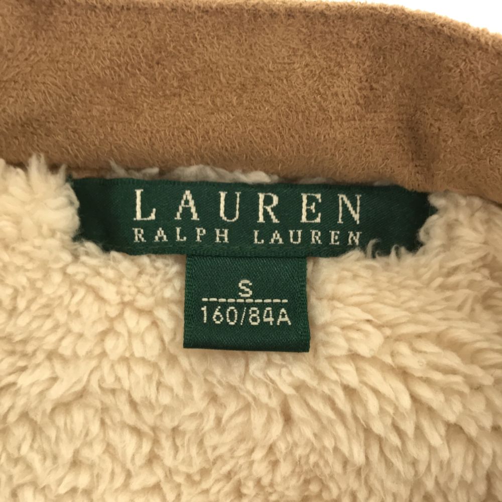 ラルフローレン 裏ボア フェイクスエード シングルライダースジャケット S ベージュ RALPH LAUREN レディース
