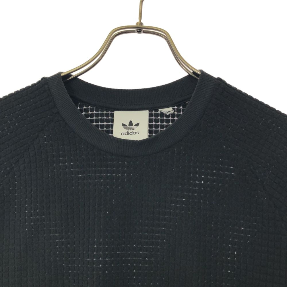 アディダス 長袖 ワッフル生地 Tシャツ ブラック adidas ロンT メンズ