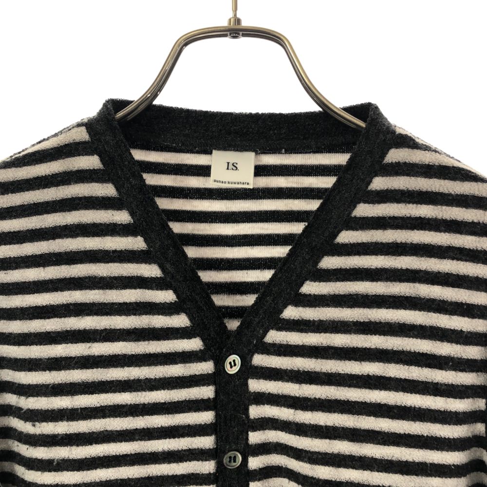 sunaokuwahara スナオクワハラ IS ボーダー 長袖 ニット カーディガン M グレー系 レディース