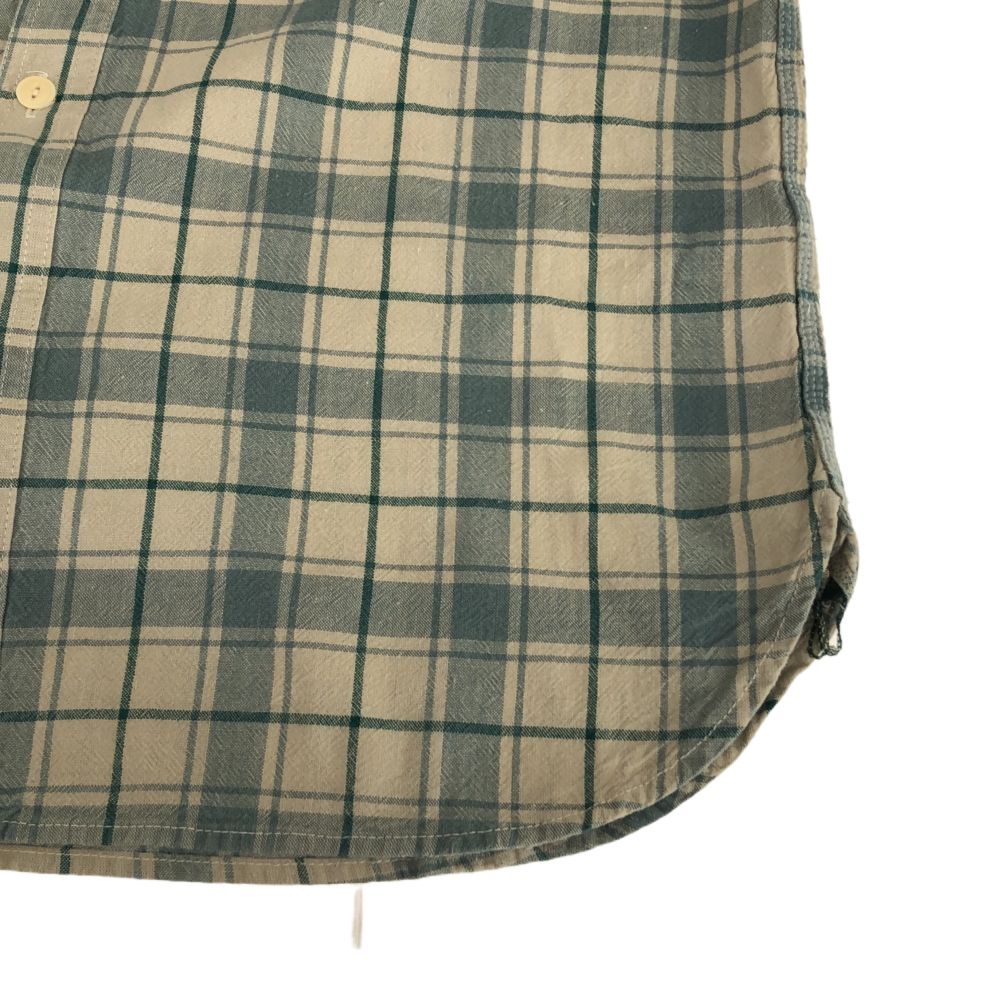 バーガスプラス 日本製 チェック 長袖 コットンシャツ L グレー系 BURGUS PLUS メンズ