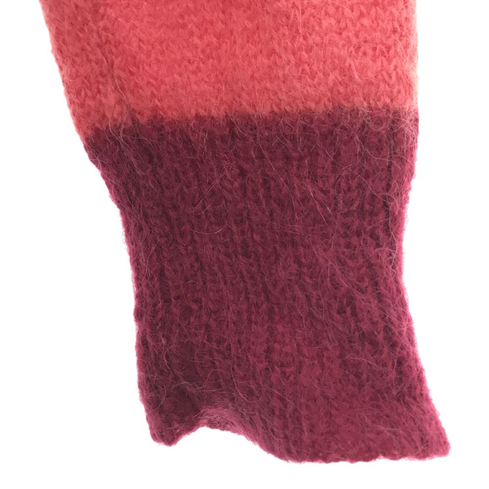 アールニューボールド モヘヤブレンド ボーダー 半袖 ニット ジップパーカー L レッド系 R.NEWBOLD レディース