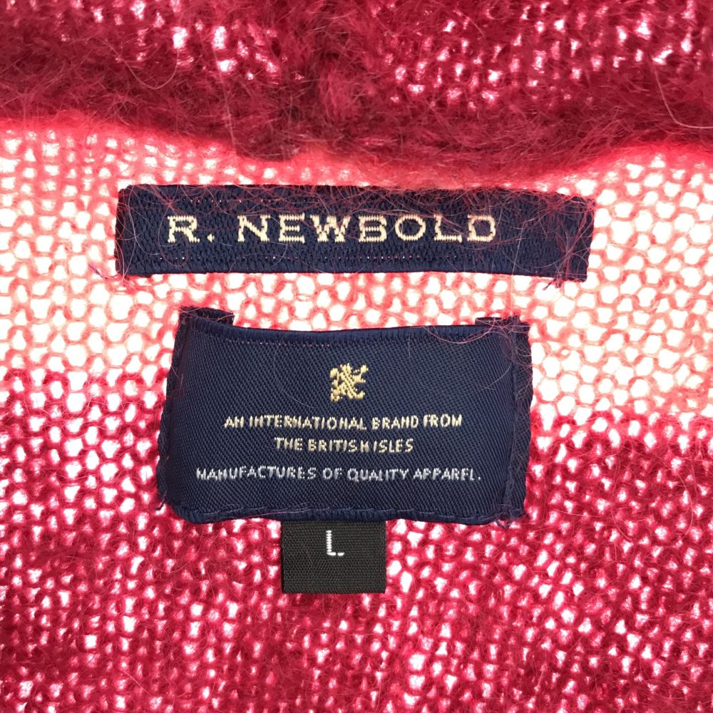 アールニューボールド モヘヤブレンド ボーダー 半袖 ニット ジップパーカー L レッド系 R.NEWBOLD レディース