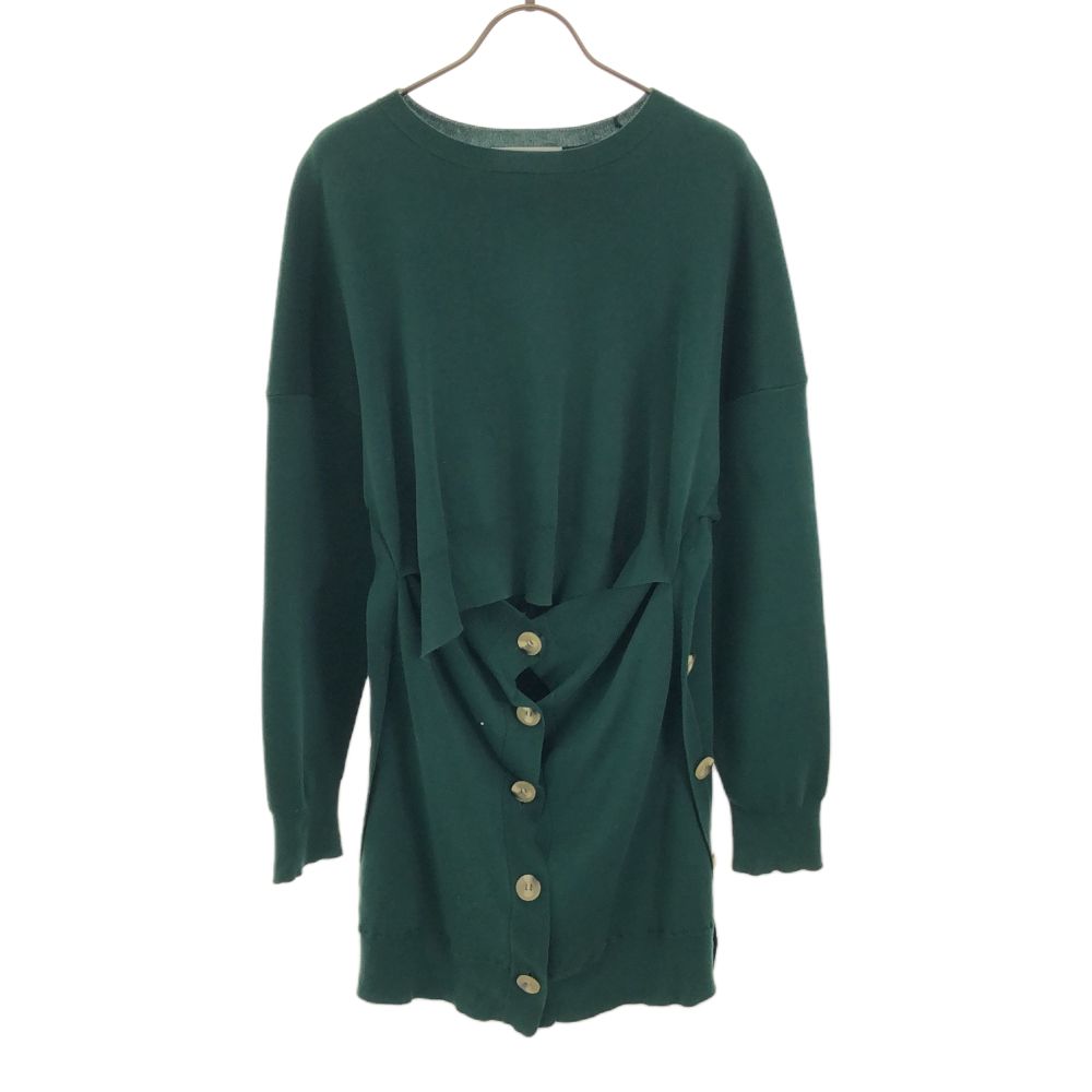 ENFOLD エンフォルド 長袖 4wayハイゲージコットン ニット 38 グリーン セーター レディース