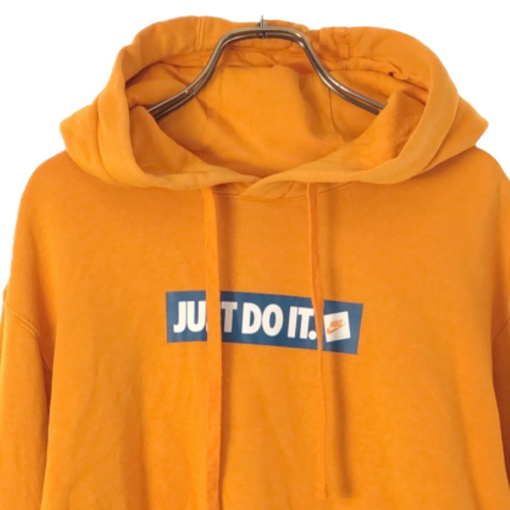 NIKE ナイキ プリントロゴ 長袖 スウェットパーカー M オレンジ プルオーバー トレーナー 裏起毛 メンズ