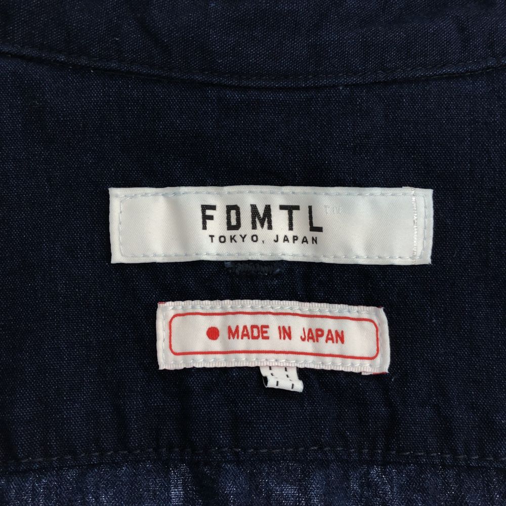 FDMTL ファンダメンタル 日本製 総柄 長袖 シャツ 1 ブルー マウス ネズミ メンズ