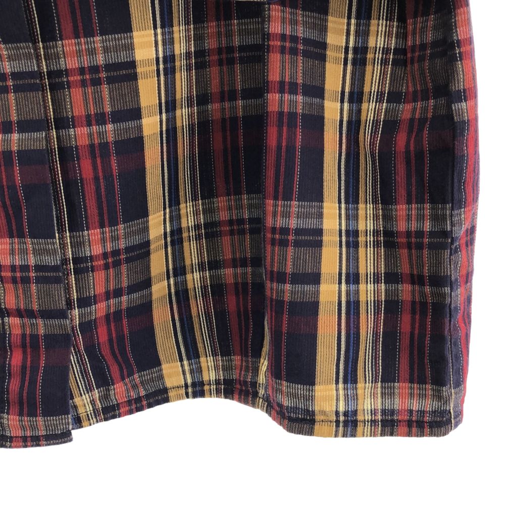 ELIN エリン 日本製 チェック 長袖 ショート丈 ノーカラーシャツ 38 レディース