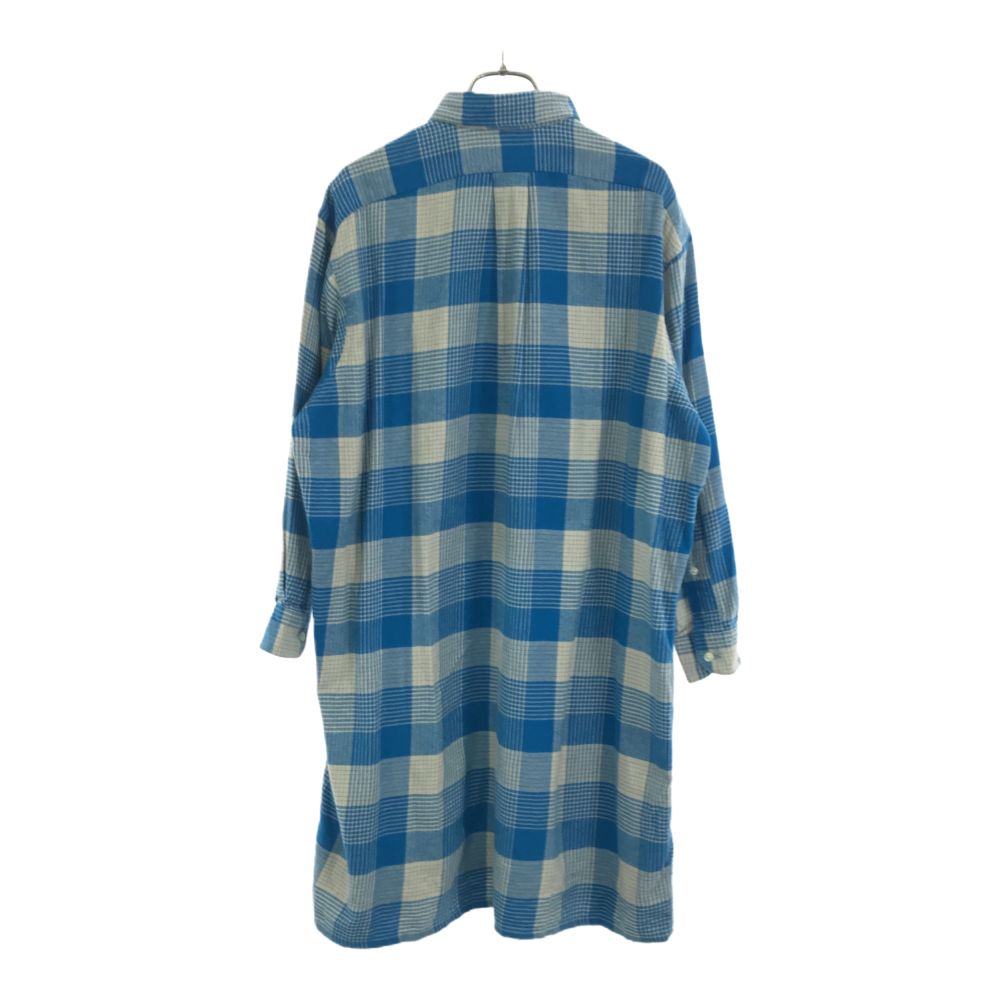 INDIVIDUALIZED SHIRTS インディビジュアライズドシャツ USA製 チェック 長袖 シャツワンピース 15-28 ホワイト×ブルー系 レディース