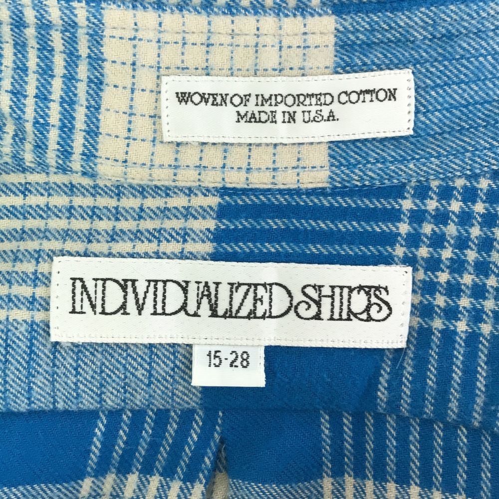 INDIVIDUALIZED SHIRTS インディビジュアライズドシャツ USA製 チェック 長袖 シャツワンピース 15-28 ホワイト×ブルー系 レディース