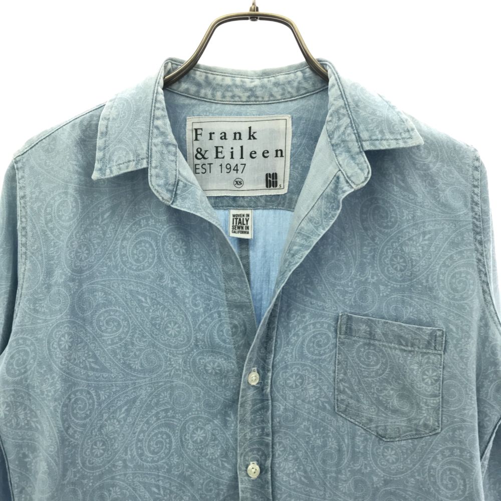 フランクアンドアイリーン ペイズリー 長袖 シャツ XS ブルー系 Frank&Eileen レディース