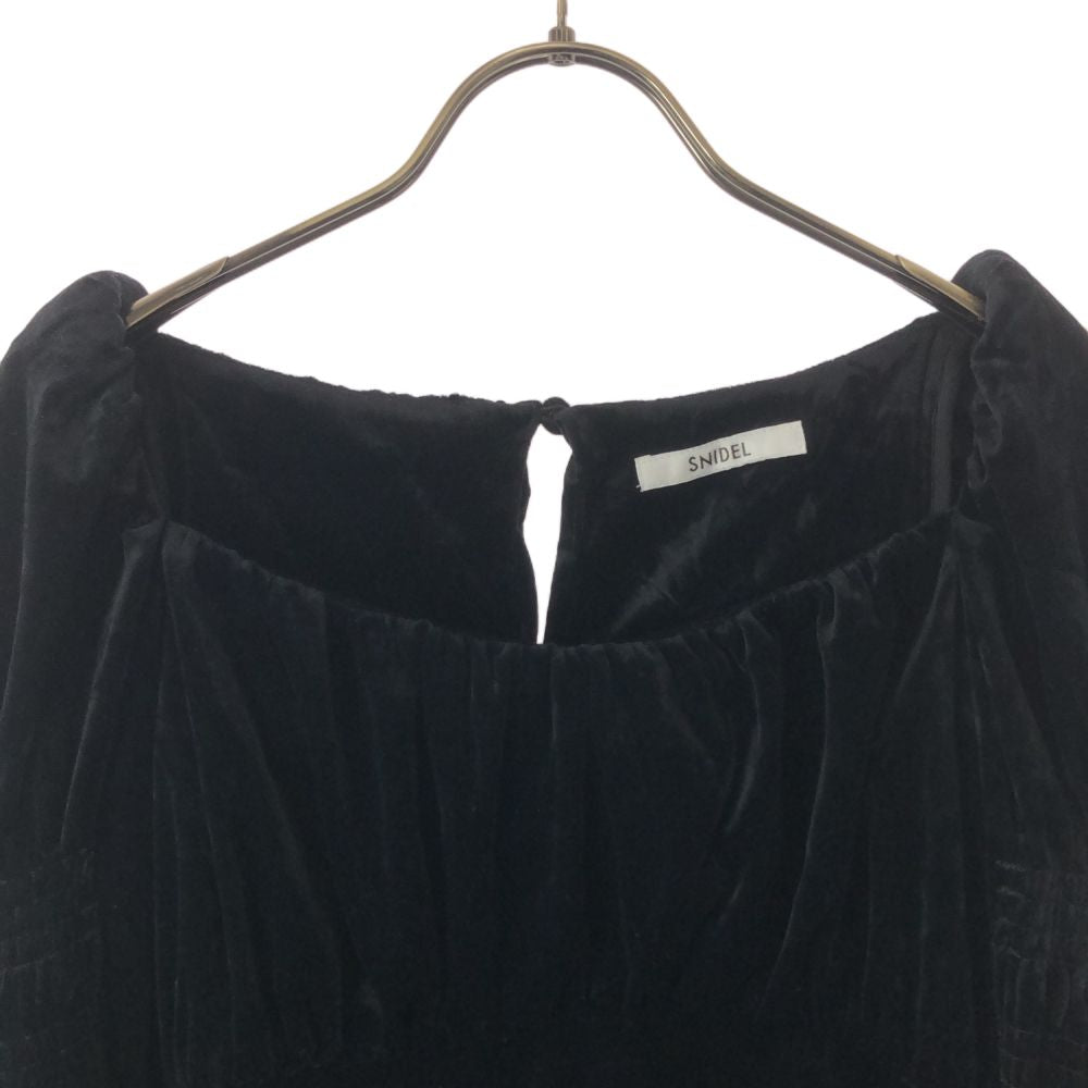 SNIDEL スナイデル 長袖 ベロア 膝丈ワンピース 1 ブラック SWFO225041 レディース