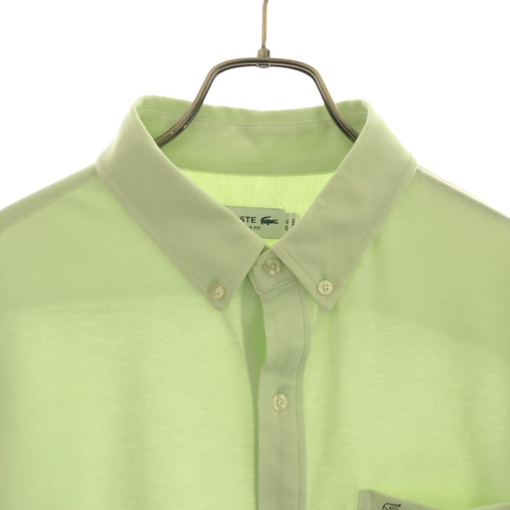 ラコステ 長袖 ボタンダウンシャツ M/L グリーン系 LACOSTE 鹿の子地 メンズ