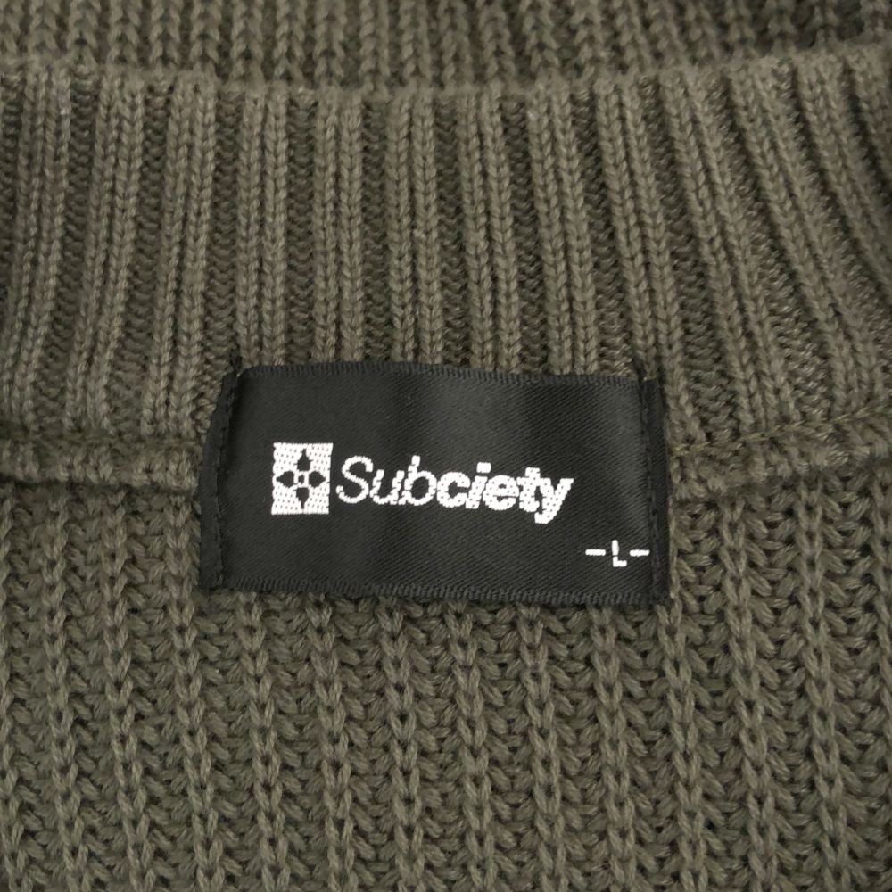 Subciety サブサエティ 日本製 長袖 ニット L カーキ セーター メンズ